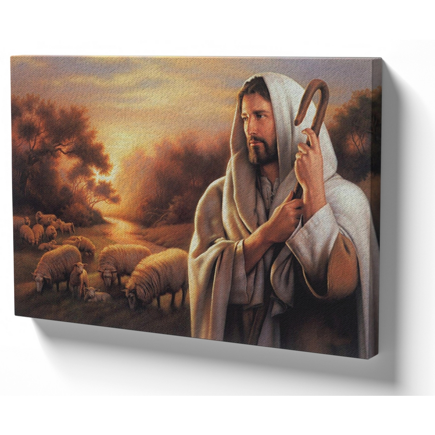 Quadro luxo tela 50x70 estrutura madeira Jesus Cristo DEUS cajado