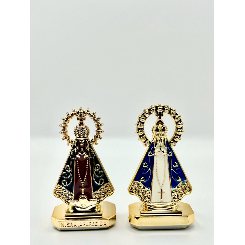 Nossa Senhora Aparecida dupla face p/ Carro e mesa 5,5cm Adesiva Azul Branca/Marrom fé protecao em Oferta na Shopee