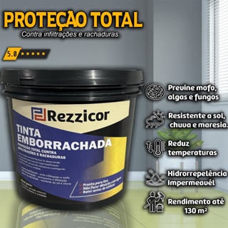 Tinta Emborrachada RezziCor 4/18kg | Térmica Cobre Fissuras Impermeável Anti Mofo | Hidrorepelente em Oferta na Shopee
