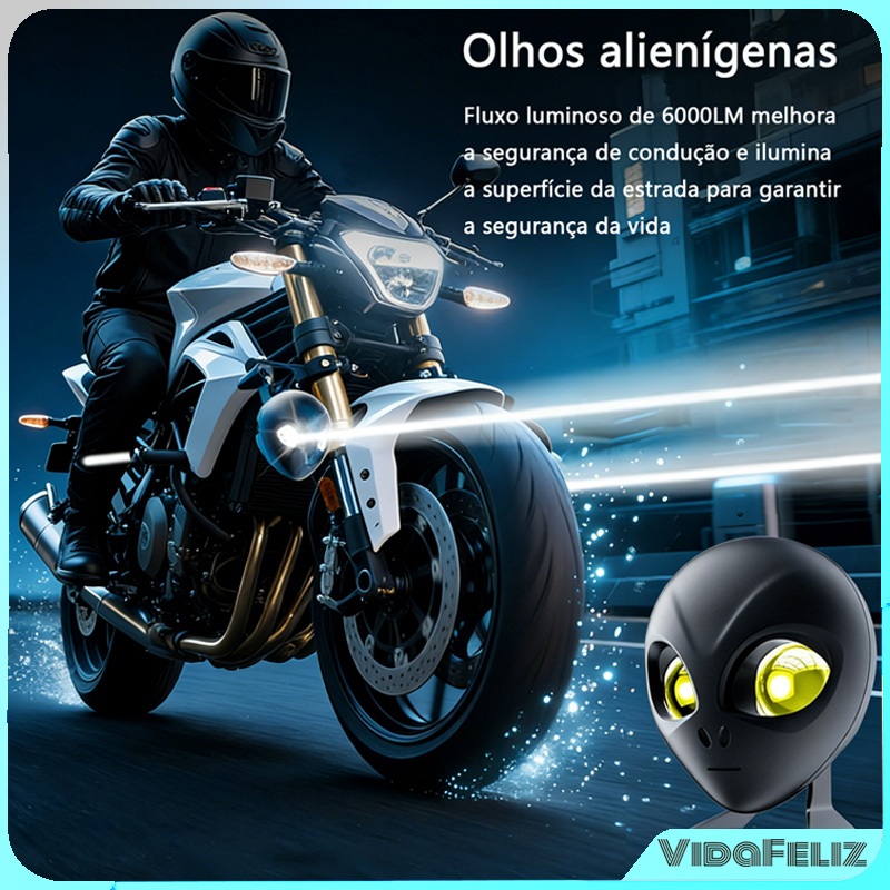 Motocicleta farol spotlight led alien spotlight veículo elétrico farol automóvel iluminação off-road