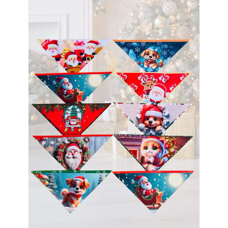 10 Bandanas Pet Natal Para Cães Cachorro Banho e Tosa