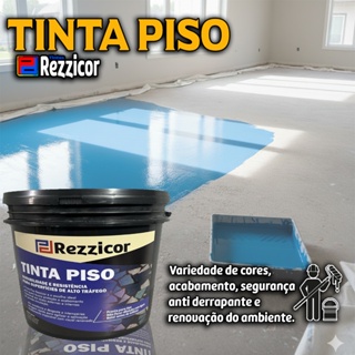 Tinta Piso RezziCor 4/18kg | Antiderrapante, Alta Durabilidade | Quadras, Garagens, Calçadas em Oferta na Shopee