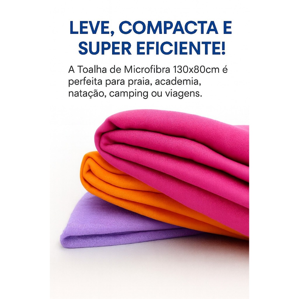 Toalha Microfibra para Academia, Natação e Esportes – 130x80cm com Alça