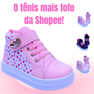 Tênis Infantil Menina 20 ao 27 Coração Silk Cano Alto em Oferta na Shopee