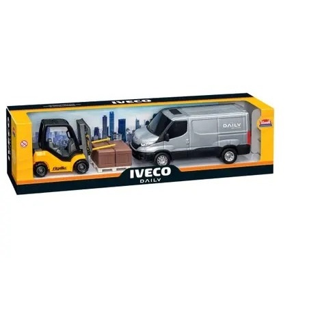 BRINQUEDO CAMINHÃO IVECO DAILY COM EMPILHADEIRA
