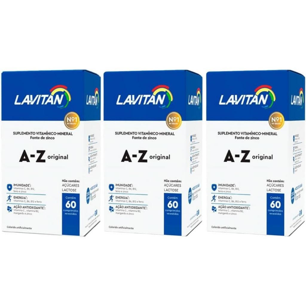Kit 3 Lavitan Suplemento Vitamínico 60 Comprimidos Revestidos A-z Unissex Cimed em Oferta na Shopee