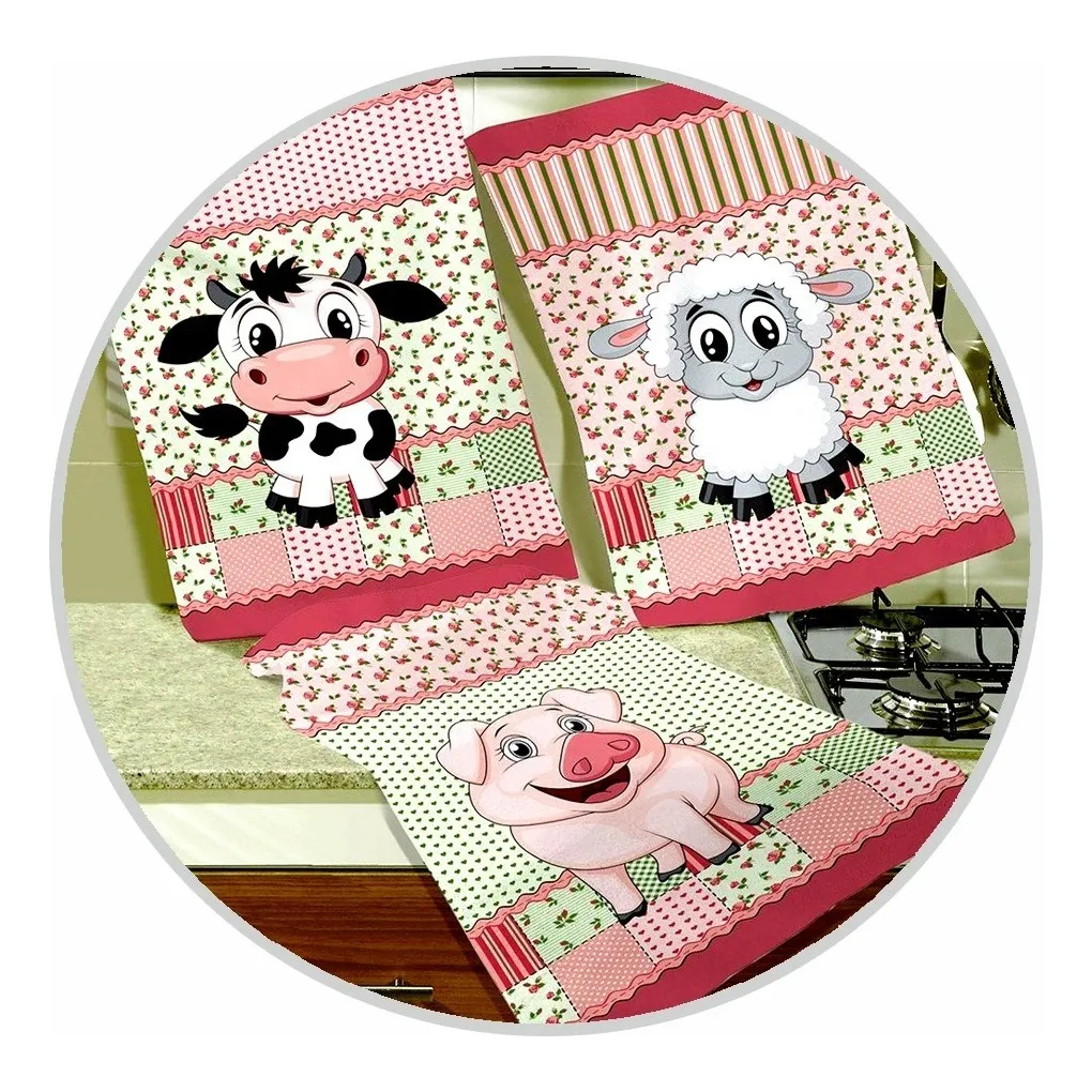 Kit 6 Panos de Prato Copa Teka Primore Estampados em Oferta na Shopee