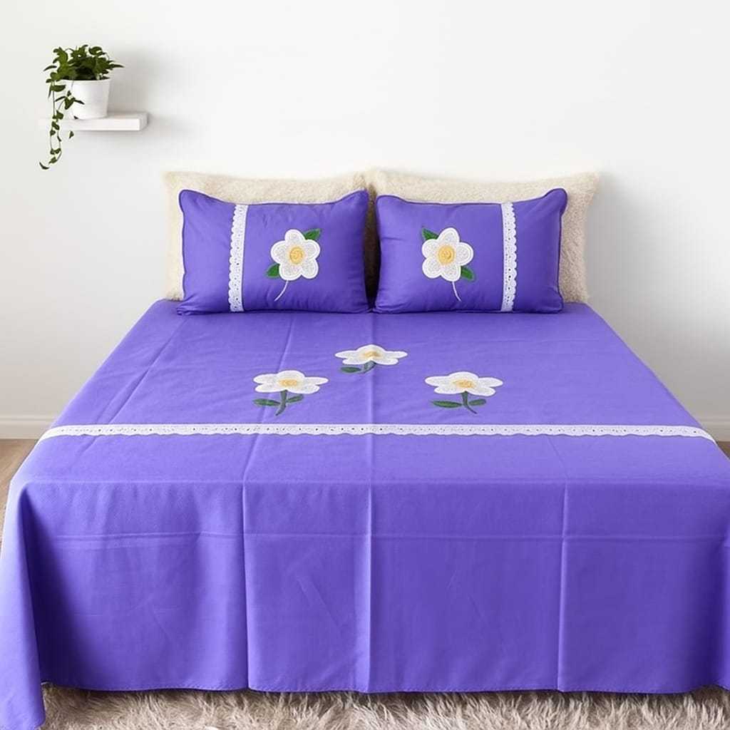 Jogo Lençol Colcha Casal Oxford Bordado com dois Portas Travesseiros em Oferta na Shopee