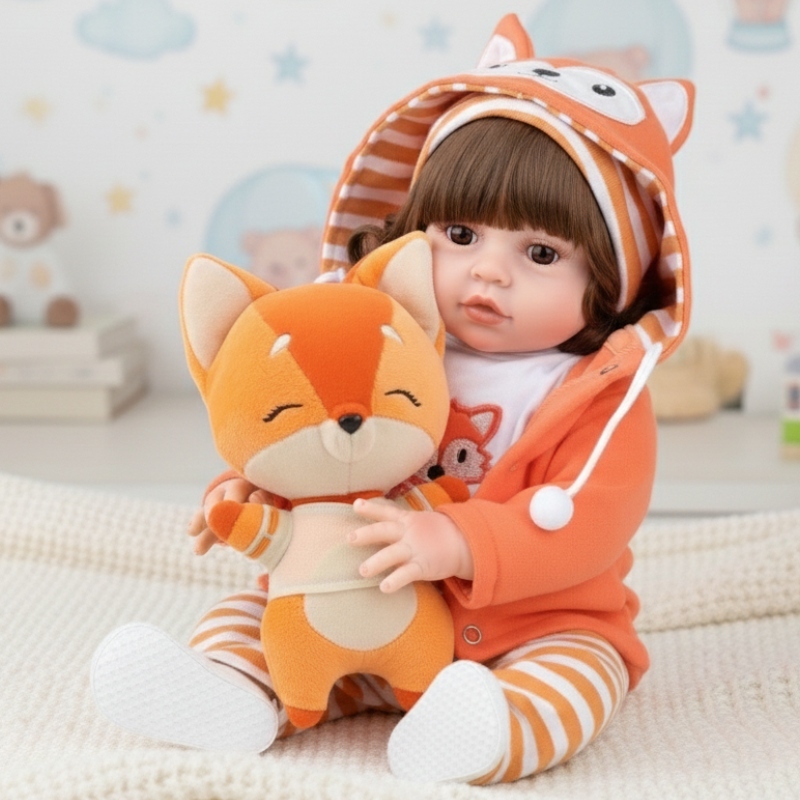 Bebe Reborn Raposinha corpo de Silicone New Happy