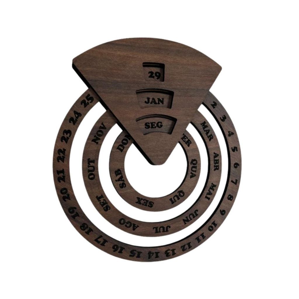 Calendário Permanente Giratório Parede MDF Enfeite Decorativo Casa Escritório Data Celebração