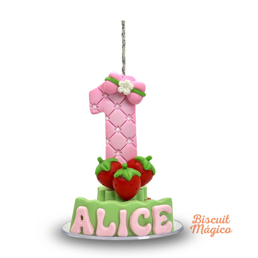 Vela Personalizada MORANGUINHO / MORANGO / Aniversário Topo de Bolo / Biscuit em Oferta na Shopee