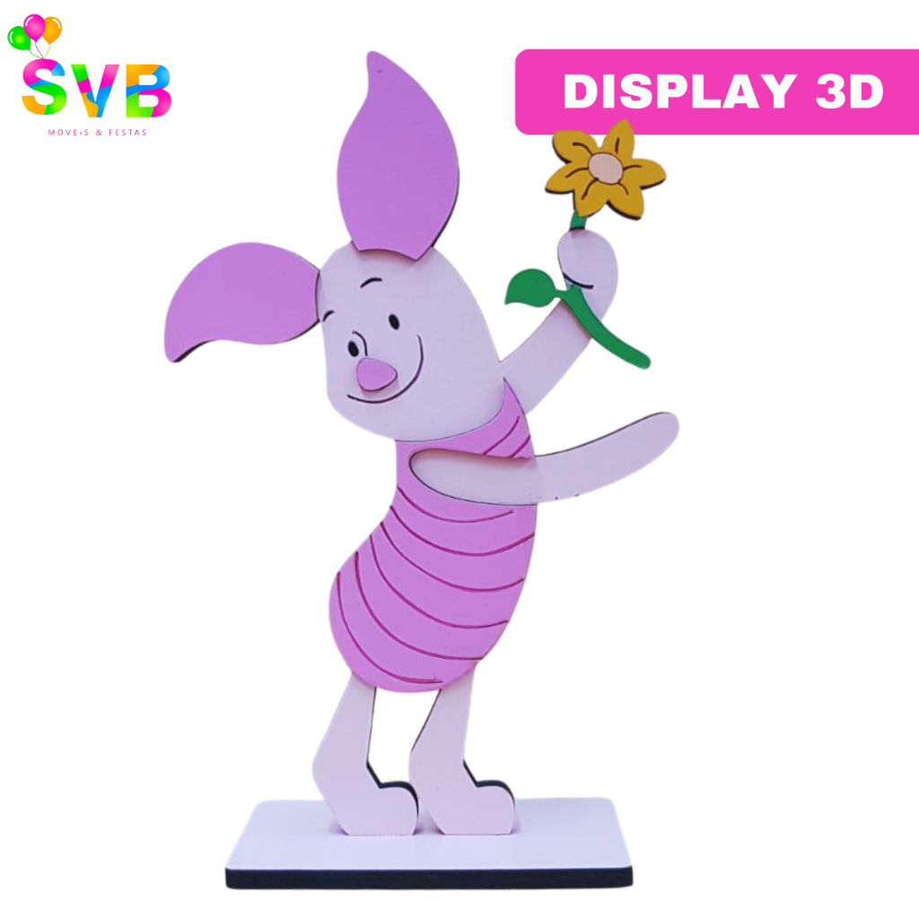 Display Leitão Ursinho Pooh Mdf Decorado à Mão Enfeite Mesa  Centro de Mesa SVB MÓVEIS E FESTAS