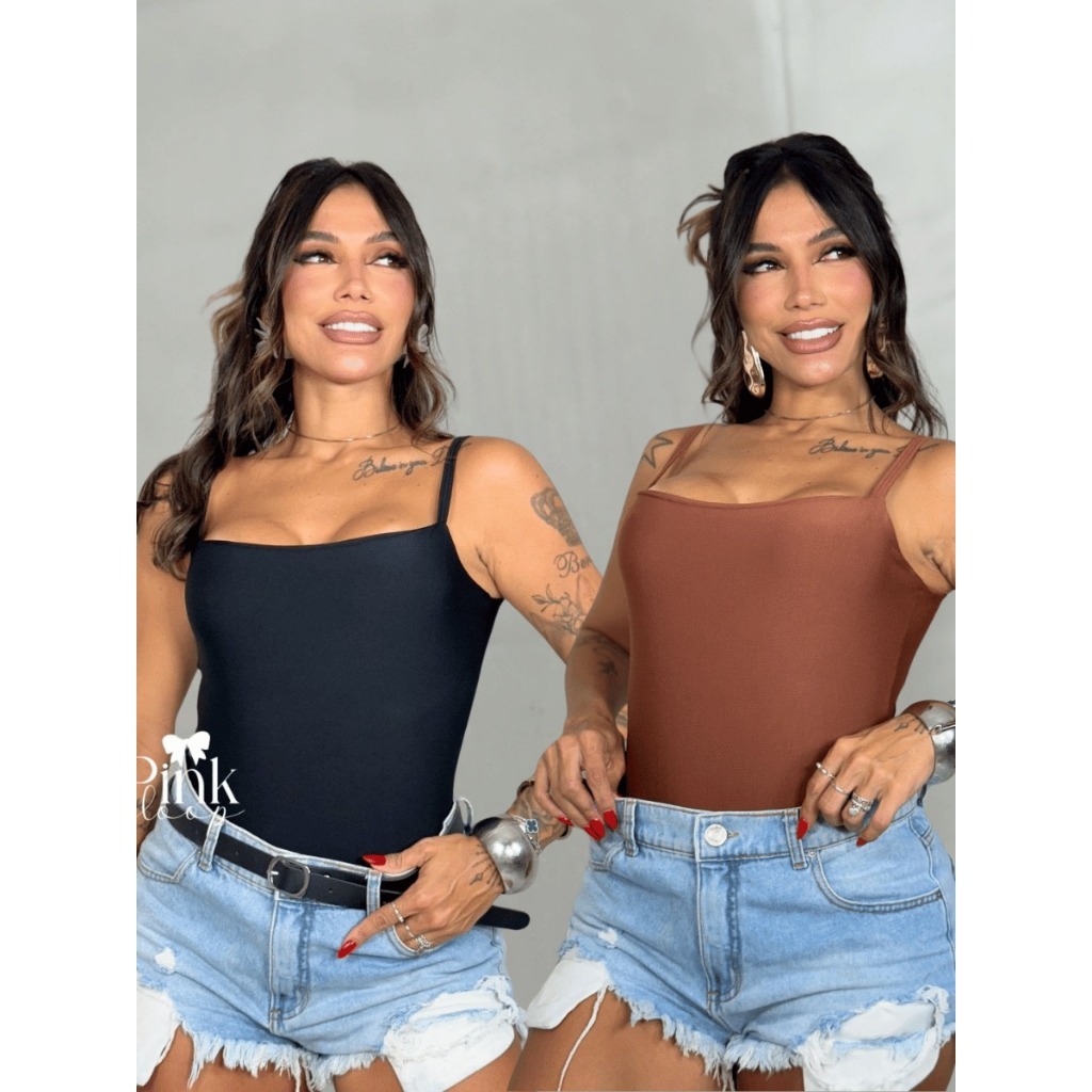 Kit 2 Body Bory Feminino Regata Alça Fina Suplex Básico Blogueirinha Gringa em Oferta na Shopee