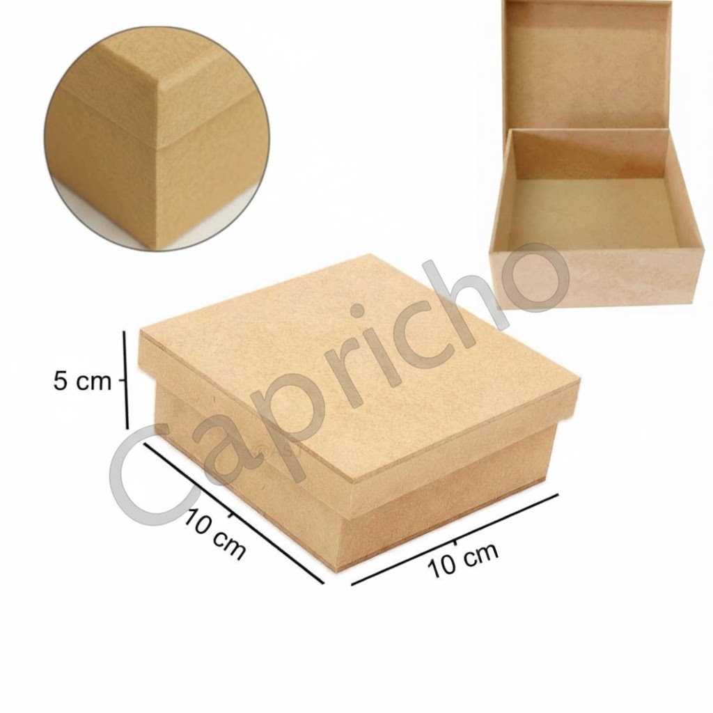 15 Caixa Quadrada Tampa de Sapato 10x10x5 MDF MADEIRA