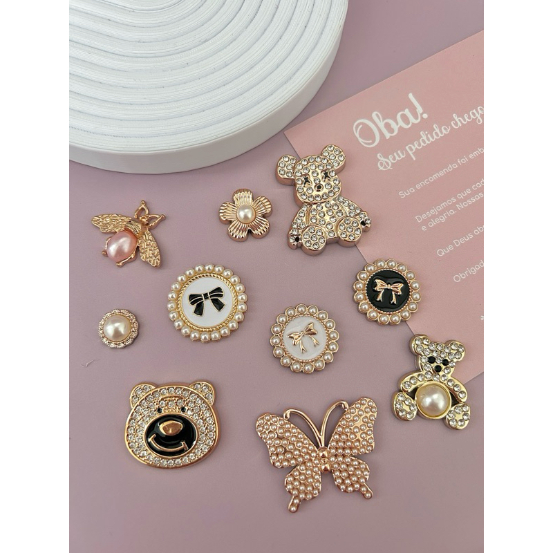 Aplique Urso com Strass para laços - 10/5 unidades em Oferta na Shopee