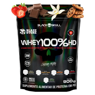WHEY 100% HD Refil 900g Black Skull - Composto por Whey Protein Concentrado, Isolado e Hidrolisado em Oferta na Shopee