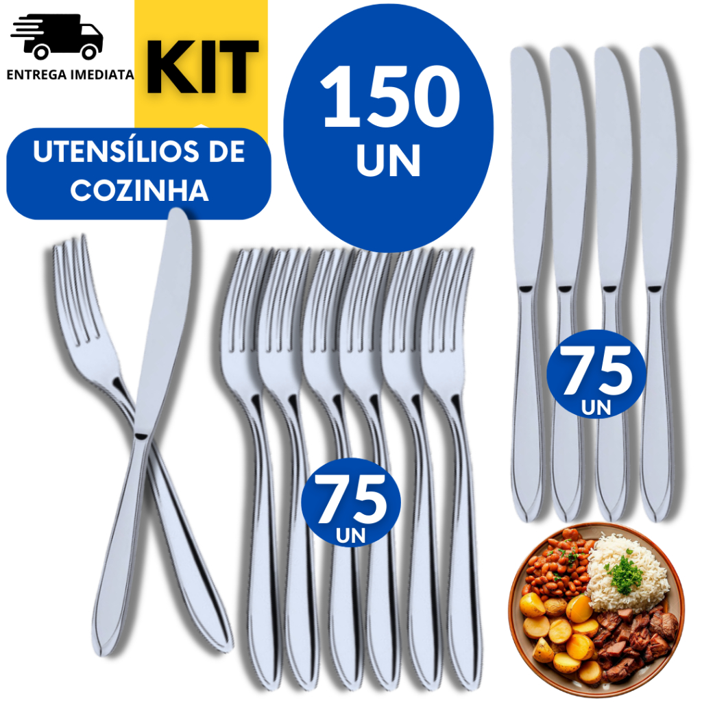KIT DE TALHERES EM INOX PERFEITO PARA O DIA A DIA PARA SUA CASA RESTAURANTE E FESTIVIDADES