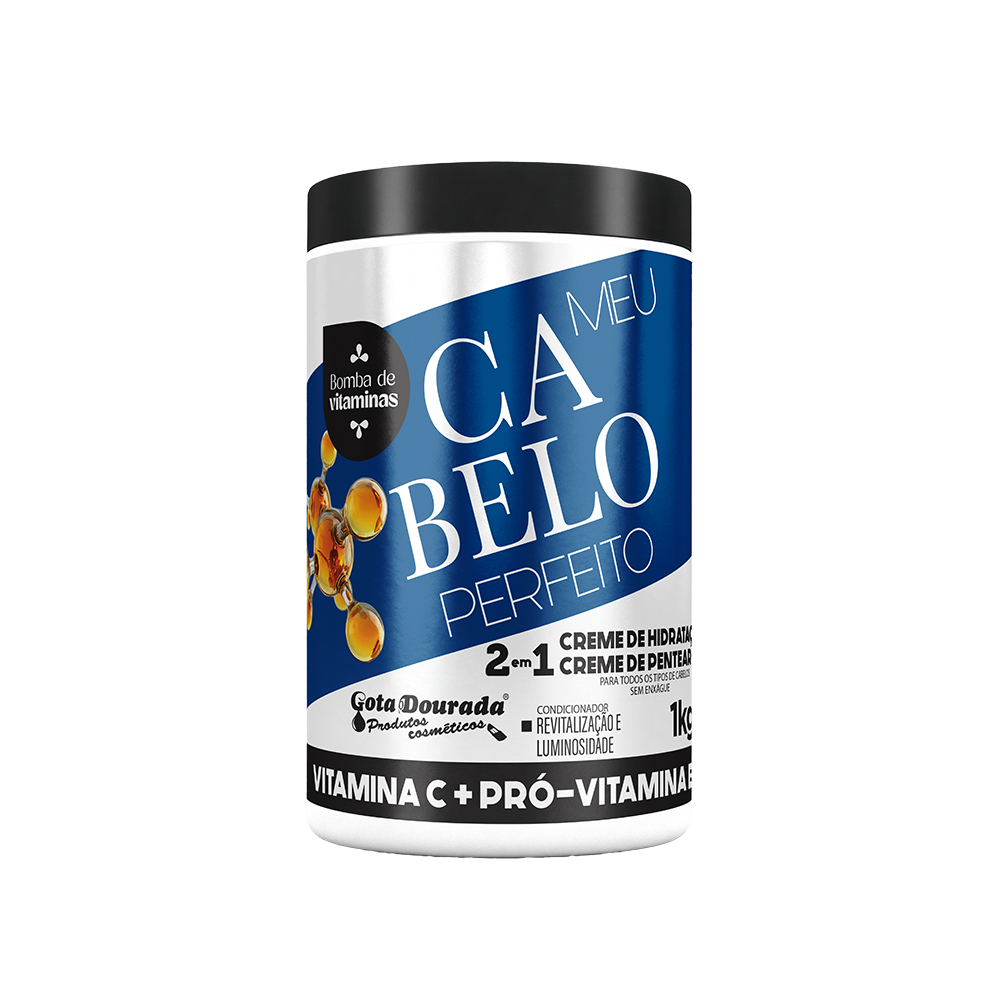 Creme de Hidratação Meu Cabelo Perfeito Gota Dourada -  Vitamina C + Vitamina B5 em Oferta na Shopee