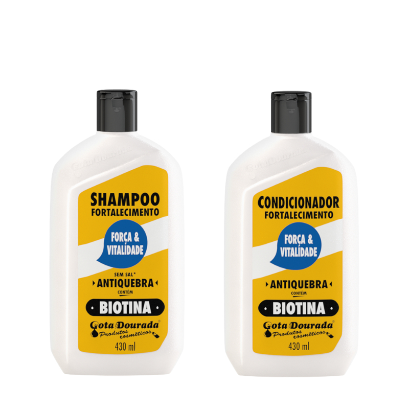 Shampoo e Condicionador Biotina Gota Dourada - Embalagem Econômica de 430ml cada em Oferta na Shopee