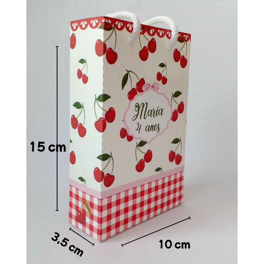 Sacolinha P Personalizada Cereja / Lembrancinha para Festa Infantil / Aniversário Cerejinha