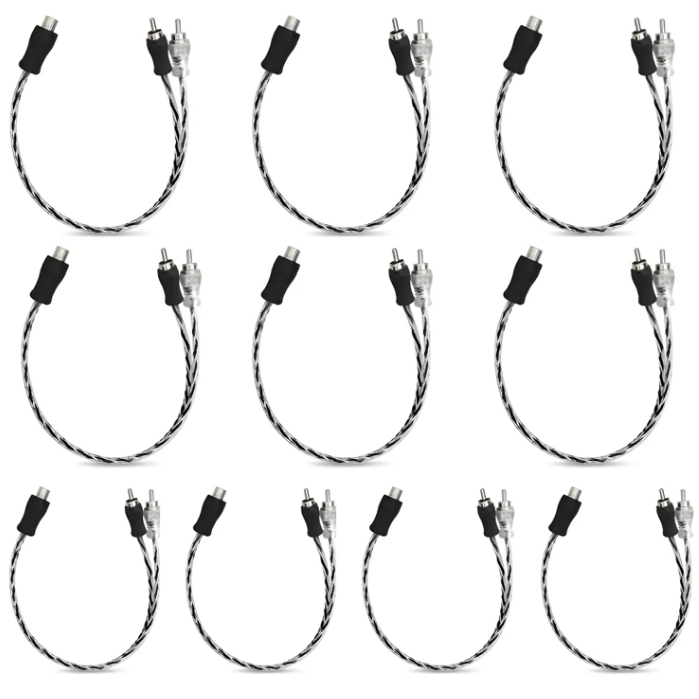 Kit 10 Cabo Rca Y 2m x 1F Injetado Cristal Svart Tech One 4mm Som Automotivo