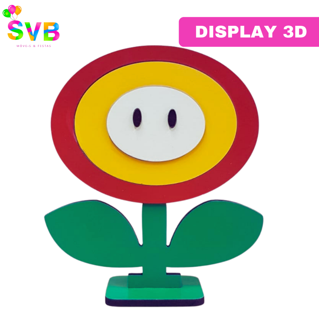 Display Flor de Fogo 3D Decoração  Mesa Festa MÁrio Bros Centro de Mesa SVB MÓVEIS E FESTAS