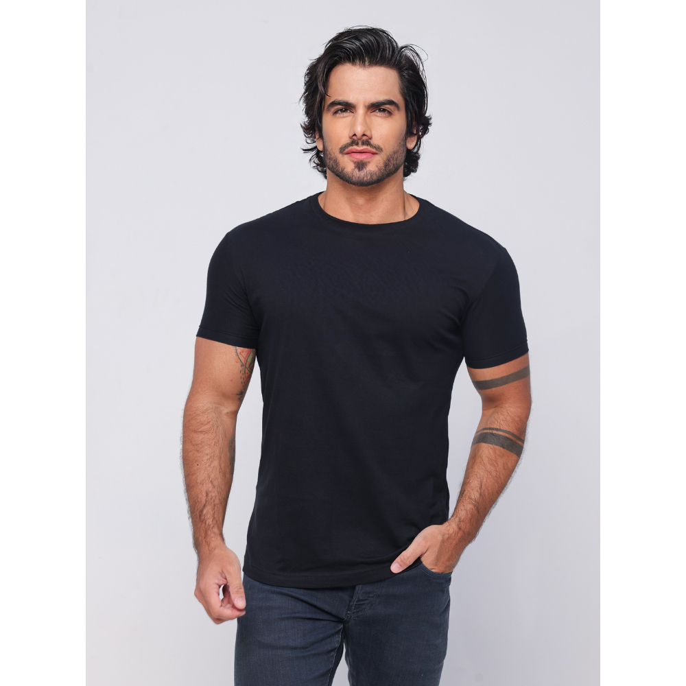 Camisa estilo casual Preta e Branca básica de Algodão Básica para Homens e mulheres moda 2026
