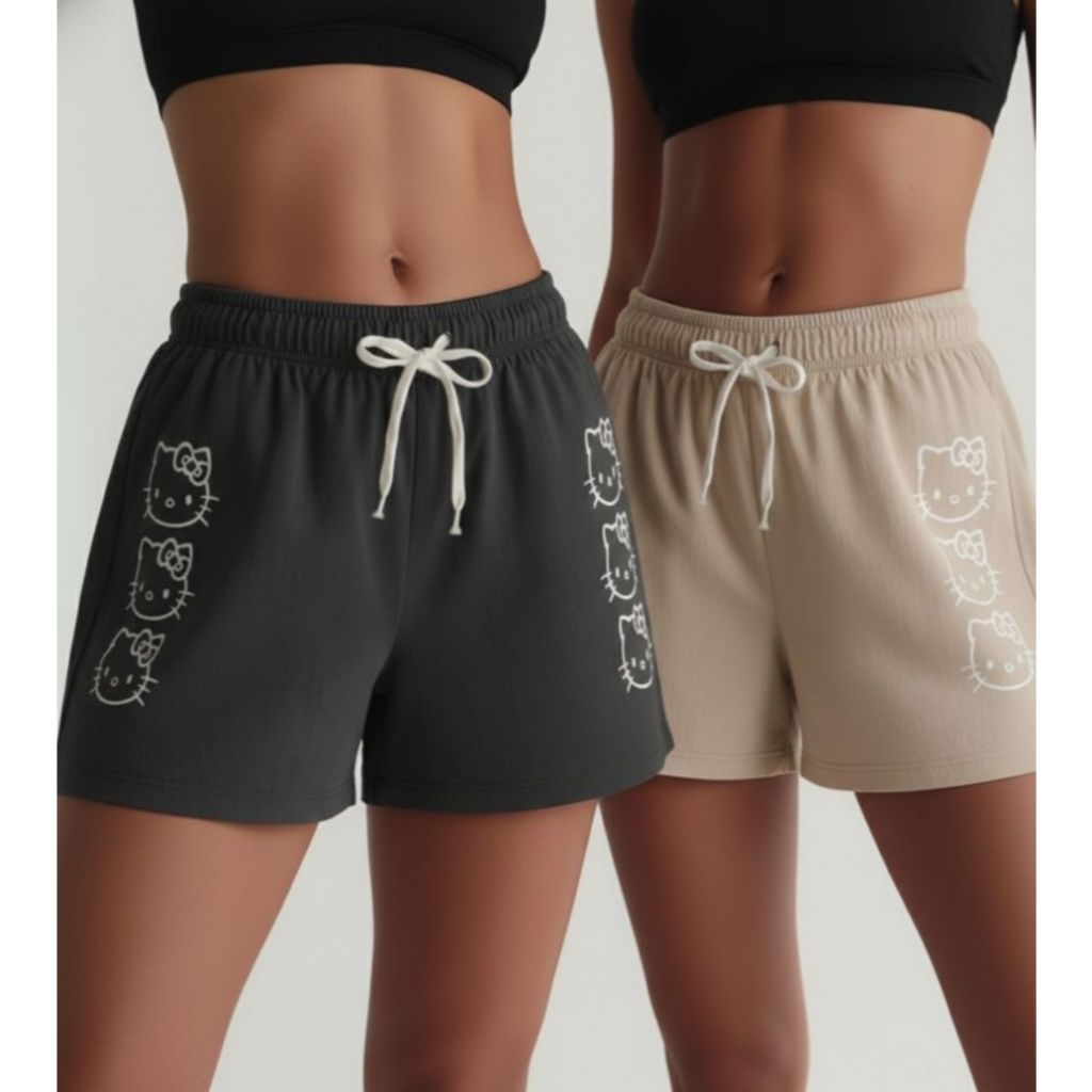 Kit 2 Short Tactel Feminino Hello Elastano Cores Básicas Academia Corrida Moda Praia Verão Piscina em Oferta na Shopee