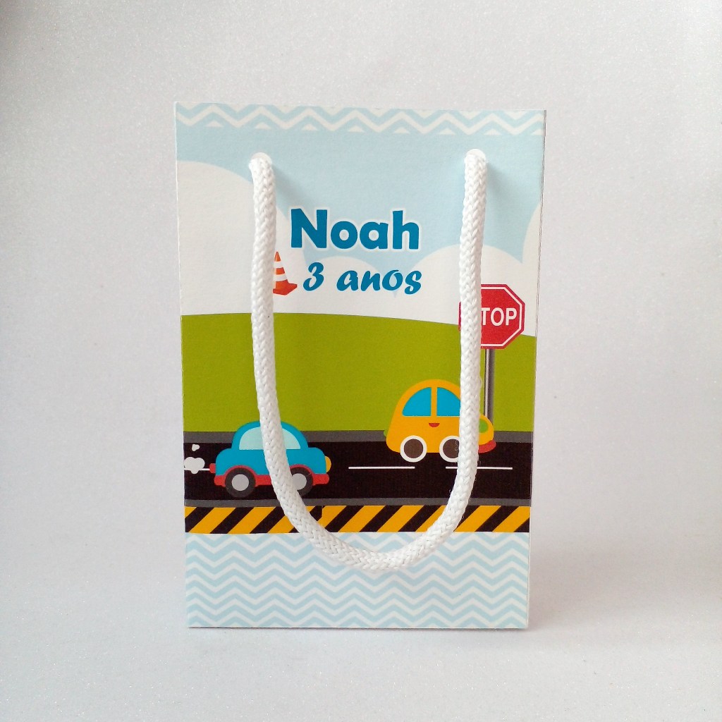 Sacolinha P Personalizada Carrinhos / Lembrancinha para Festa Infantil / Aniversário