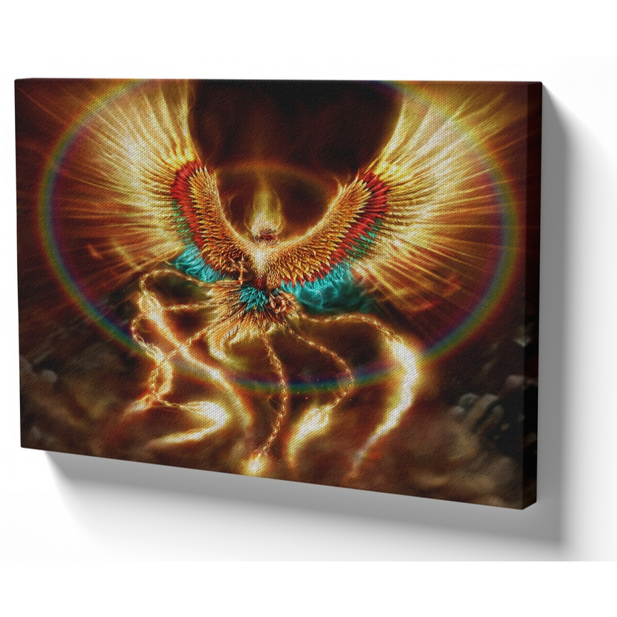 Quadro luxo tela 50x70 estrutura madeira Phoenix ave mitologia grega Águia