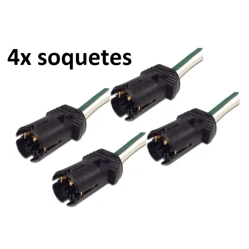 Soquete Plug Chicote Lâmpada Led T10 para Pingo farolete lanterna dianteira 4 PEÇAS.