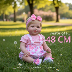 Kit Roupinha Bebê Reborn Jardineira + Sapato + Tiara - Veste de 45 a 50cm!