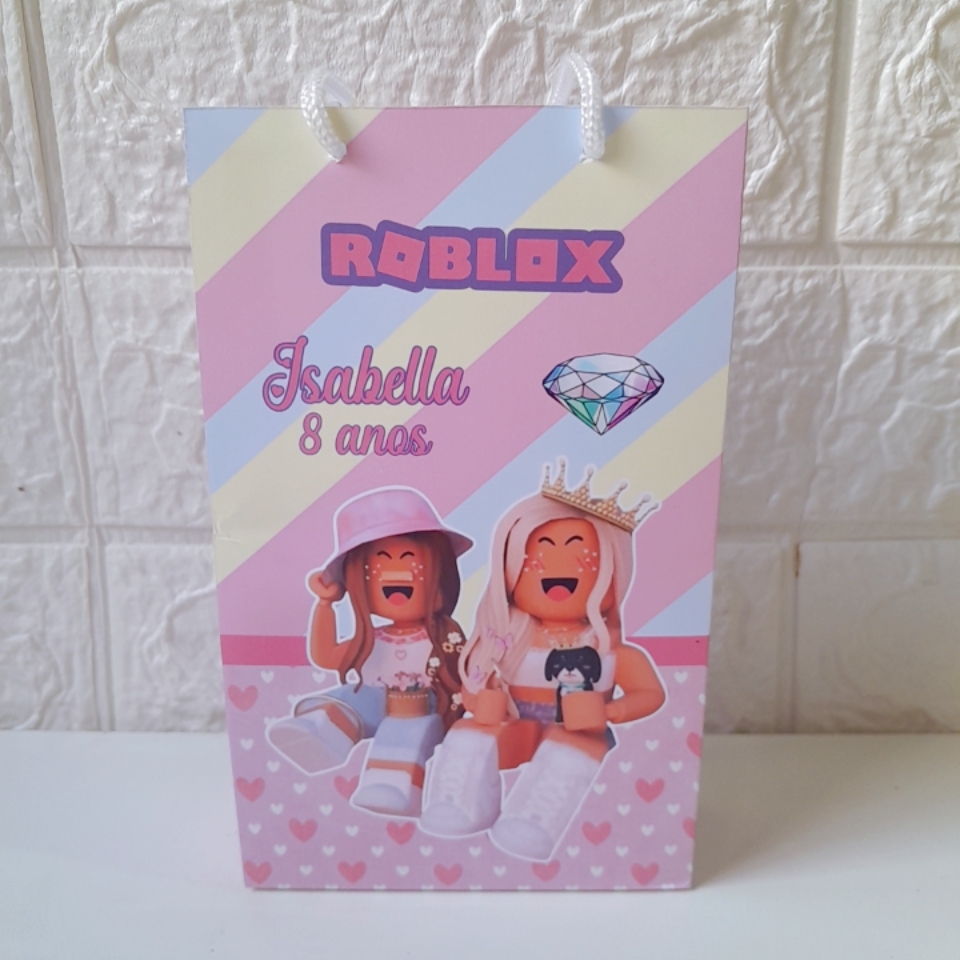 Sacolinha Surpresa Roblox Rosa menina Personalizada  Pegue e Monte Lembrancinha Festa Infantil
