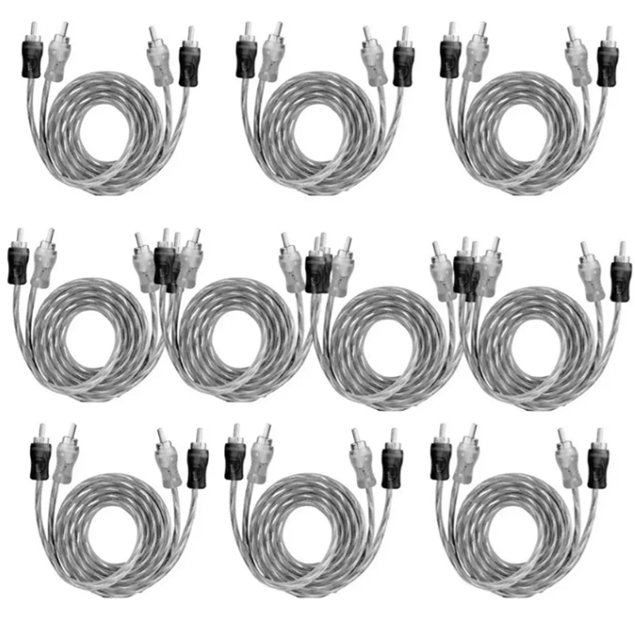 Kit 10 Cabo Rca 1 Metro Injetado Cristal Tech One Svart Som Automotivo