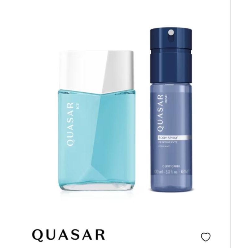 Combo Quasar: Ice Desodorante 100ml + Body Spray Rush 100ml oboticário.