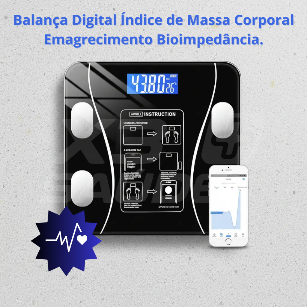 Balança Digital Índice de Massa Corporal Emagrecimento Bioimpedância.
