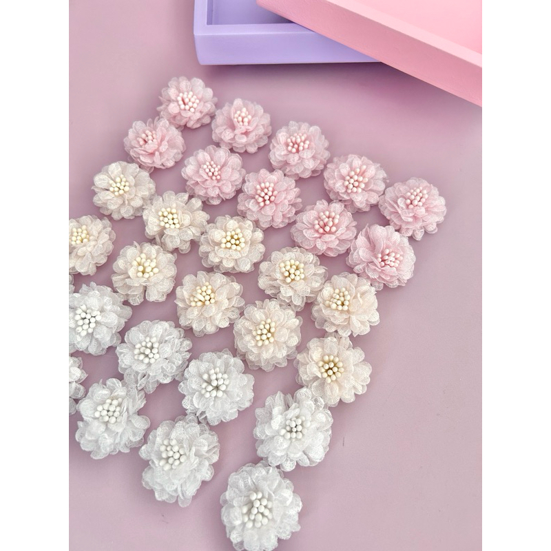 Aplique Flor Organza 10/ 5 unidades em Oferta na Shopee