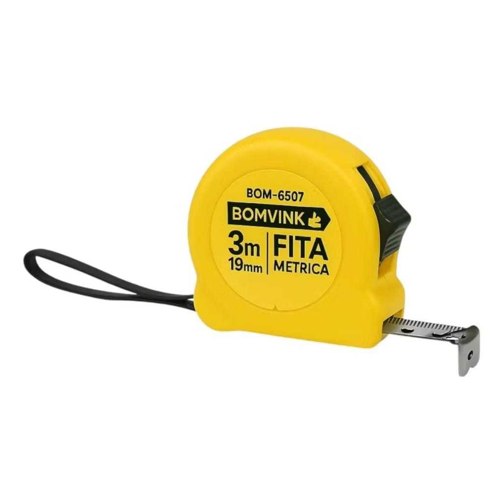 Trena 3 metros x 19mm BOM-6507 Fita Métrica com trava e alça de transporte ferramenta profissional fita em aço