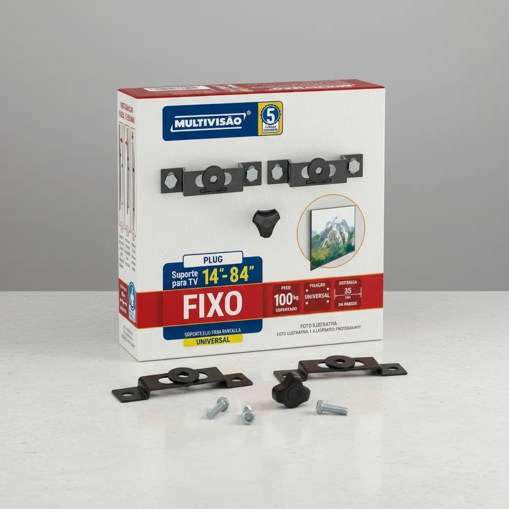 Suporte Fixo para TV Multivisão de 14 até 84 Polegadas – Fixação Segura na Parede