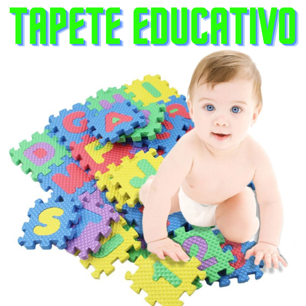 Brinquedo Tapete Educativo EVA 36 peças para crianças alfabeto e numerais para desmontar e montar