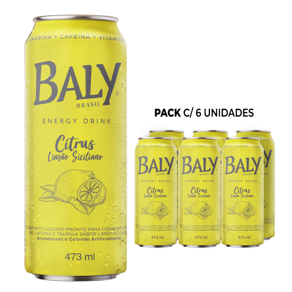 Pack Energético Baly Energy Drink Citrus 473ml em Oferta na Shopee