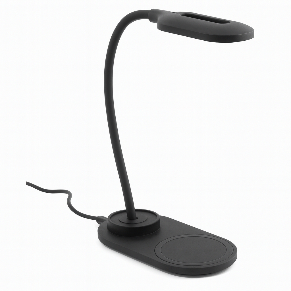 Carregador Indução Luminaria Base Carregadora Rápida 10w Dock Station Airpod iPhone Cor Preto Samsung, motorola, xiaomi