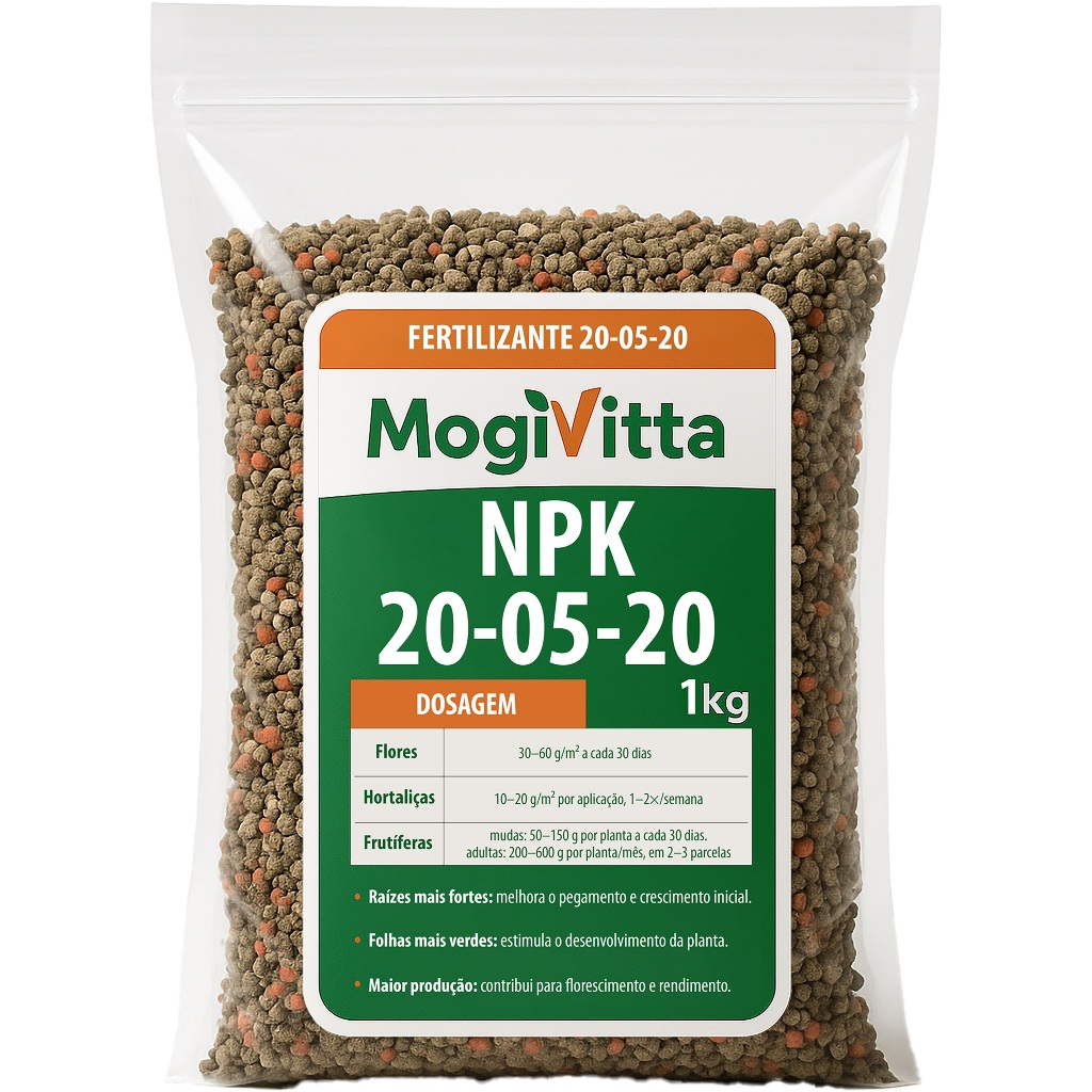 NPK 20-05-20 - Floração e Frutificação - Frutas Flores e Plantas em Geral - Linha Premium Mogivitta em Oferta na Shopee