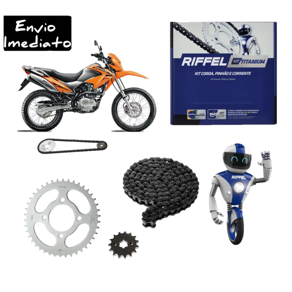 Kit Relação Tração Transmissão Bros 150 2003 a 2015 Original Riffel