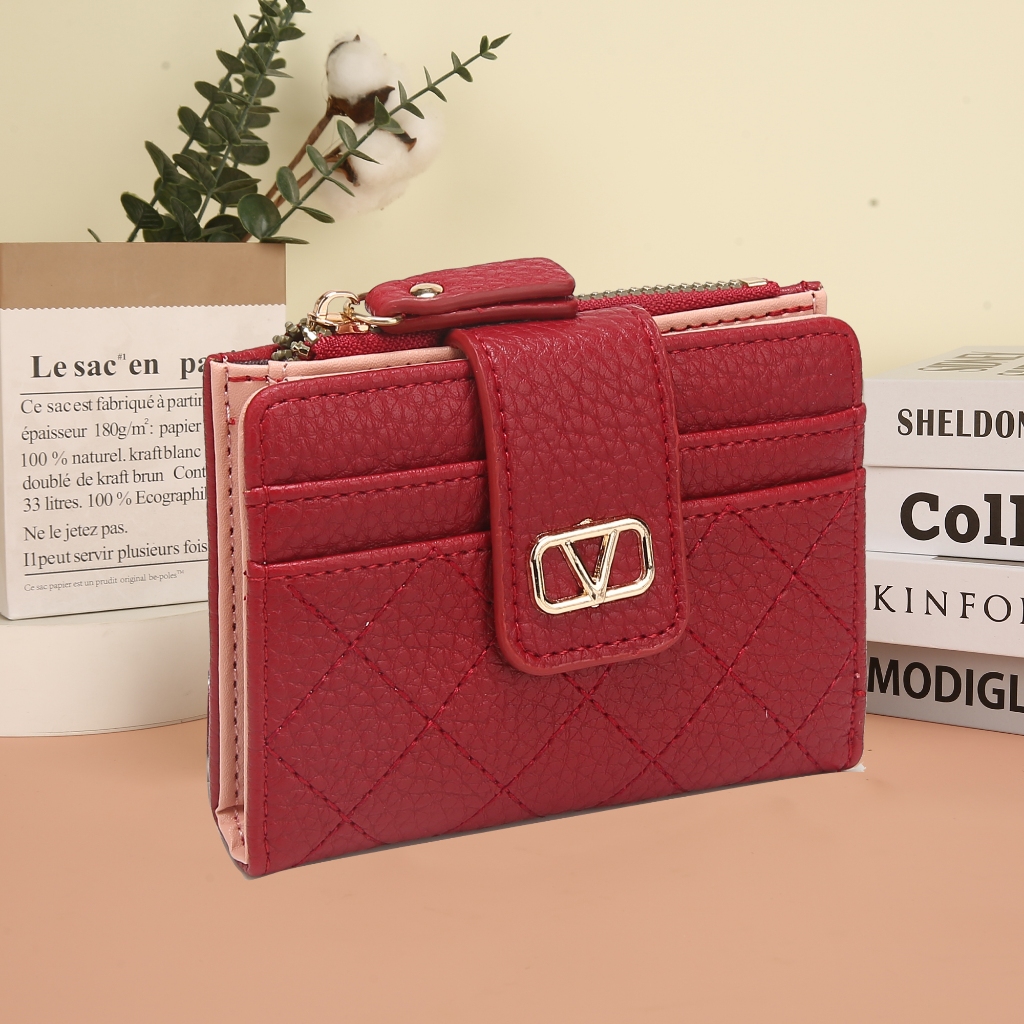 Carteira Feminina Pequena Porta-Cartões De Visita Com Clipe Curto Bolsa LR030 em Oferta na Shopee