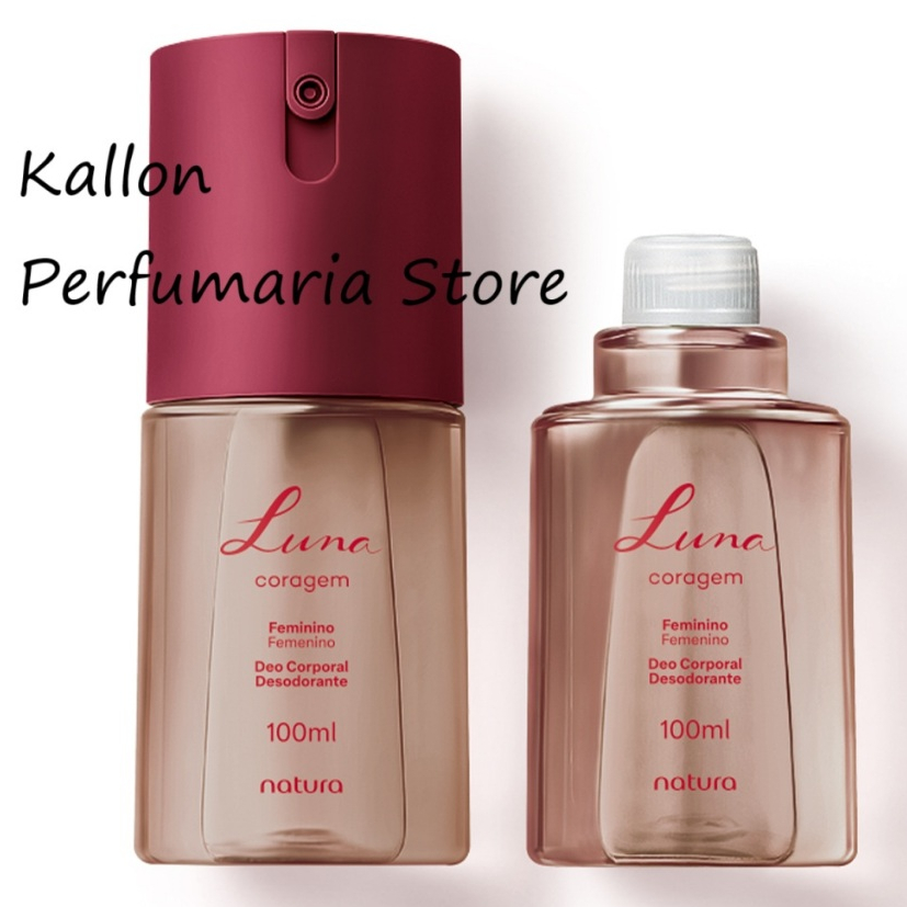 Kit Desodorante Corporal Luna Coragem com Refil 100 ml cada, Floral Frutado, Natural Cosméticos