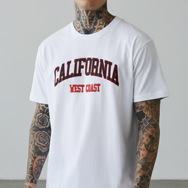 Camiseta Masculina Blusa Estampada California West Coast  T-Shirt Masculina 100% Algodão StreetWear