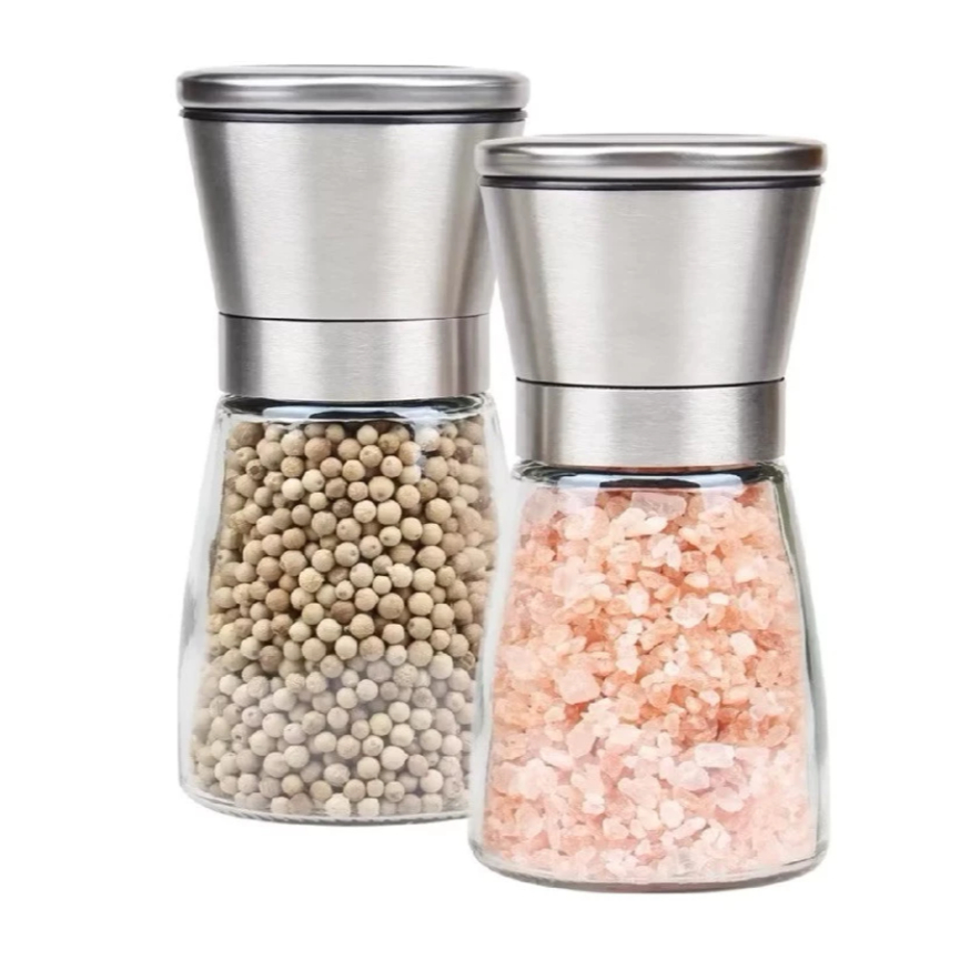 Moedor Manual De Pimenta Tempero Sal de Vidro e Inox em Oferta na Shopee