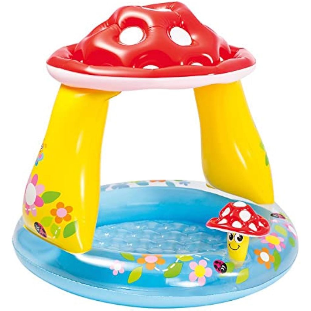 Piscina Inflável Infantil com Cobertura Cogumelo 45L – Proteção Solar, Segura e Divertida