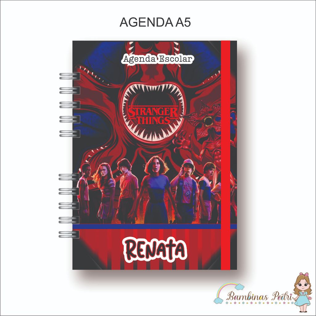 Agenda Escolar ou Creche A5 Kit Escolar Stranger Things Caderno A5 Brochura Universitário Desenho A4 em Oferta na Shopee